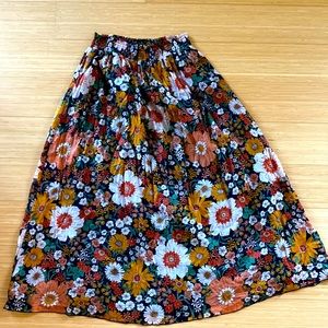 NATURAL LIFE Black Floral Maxi Skirt with Mustard, White & Rust Flowers